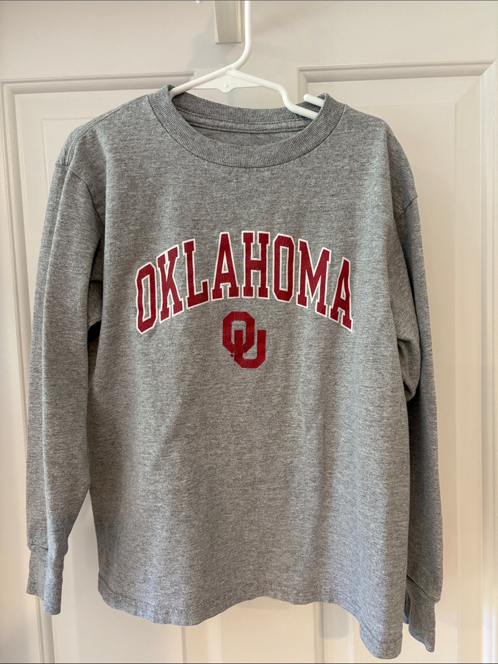 Champion Gray Long Sleeve Oklahoma OU Boys Tee Grey with Red Print YS / 6-7